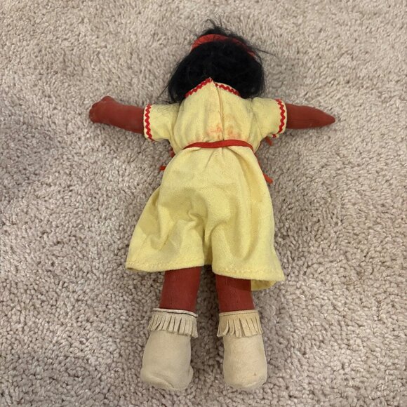 Handmade Native-Inspired Cloth Doll With Yellow Dress‎ Fringe Details - Picture 5 of 11